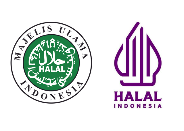 Logo halal versi lama (kiri) dan logo halal versi baru (kanan). Foto : LPPOM MUI dan Kemenag RI.