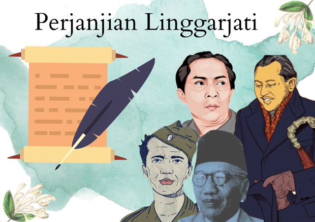 Ilustrasi tokoh Indonesia yang terlibat dalam Perjanjian Linggarjati. Dok : pribadi