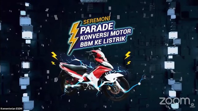 Program Konversi Sepeda Motor Penggerak BBM menjadi Motor Listrik di Jakarta, Kamis (17/3) yang diinisiasi Kementerian ESDM, menggandeng Kementerian Perhubungan dan Korlantas Polri. Foto: Istiimewa