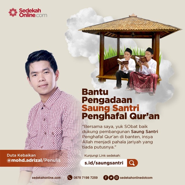 Bantu pengadaan saung santri penghafal Qur'an melalui donasi online.