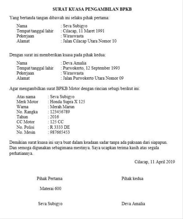 Contoh Surat Kuasa Jenis Jenis Dan Cara Membuatnya Kumparan Com