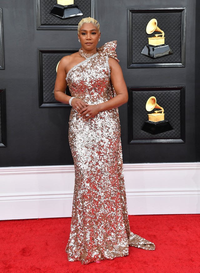 Aktris AS Tiffany Haddish tiba untuk Grammy Awards ke-64 Tahunan di MGM Grand Garden Arena di Las Vegas pada 3 April 2022. Foto: ANGELA WEISS / AFP