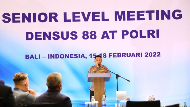 Kapolri Jenderal Listyo Sigit Prabowo Hadiri Senior Level Meeting Densus 88 Antiteror Polri di Bali, Rabu (16/2). Foto:  Dok: Istimewa