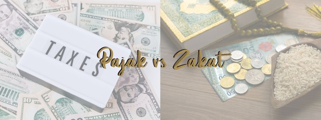 Sumber : canva (Pribadi). Pajak vs Zakat, dua instrumen yang kerap dibahas bersama.