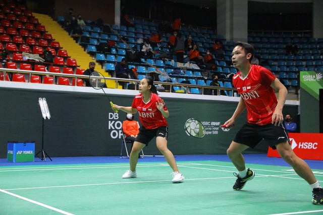 Rinov Rivaldy/Pitha Haningtyas Mentari (Rinov/Pitha) di Korea Open 2022. Foto: Dok PBSI