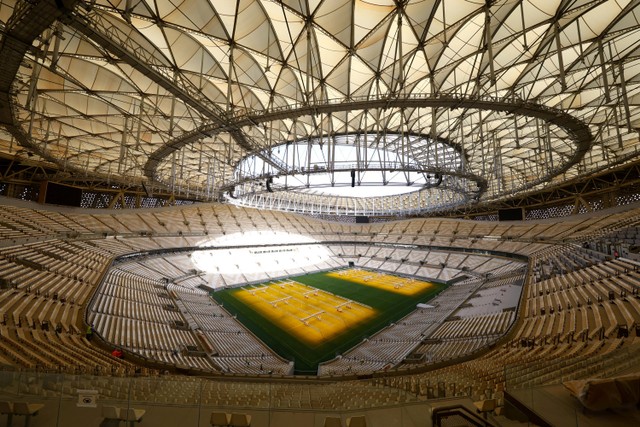 Pemandangan di dalam Stadion Lusail, Qatar.  Foto: Pawel Kopczynski/REUTERS