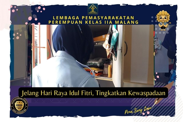 Lapas Perempuan Kelas IIA Malang Kanwil Kemenkumham Jawa Timur menggelar operasi Kartika (operasi penggeledahan blok hunian)