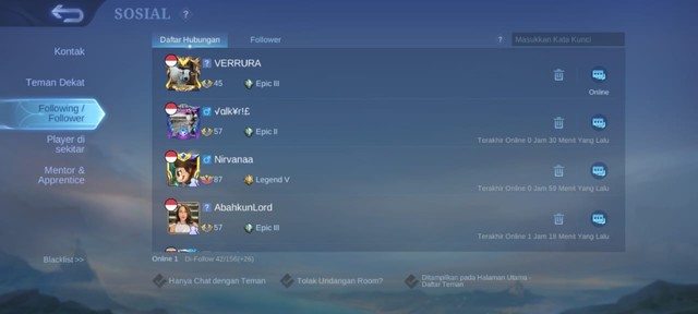 Nama-Nama Akun Mobile Legends. (Foto: Tangkapan Layar di Game Mobile Legends)