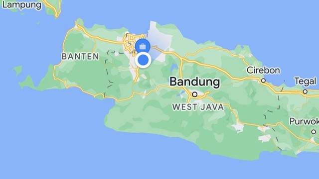 Peta Provinsi Banten dan Jawa Barat. Foto: maps.google.com