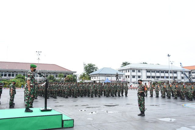 Pajurit dari Yonif Raider 301/Prabu Kian Santang Kodam III/Siliwangi siap ditugaskan di Papua.(Foto: Pendam III/Siliwangi)