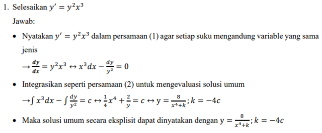 Persamaan Diferensial Biasa Orde Satu Terpisah (Separable) | kumparan.com