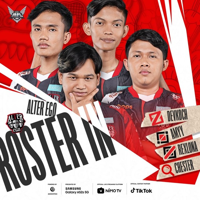 Roster In Alter Ego Esports di MPL Indonesia. (Foto: Instagram/MPLIndonesia)