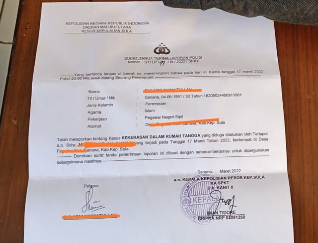 Bukti laporan korban ke Polisi. Foto: Istimewa