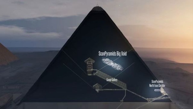 Ilustrasi bagian dalam Piramida Mesir.
 Foto: Dok. ScanPyramids mission