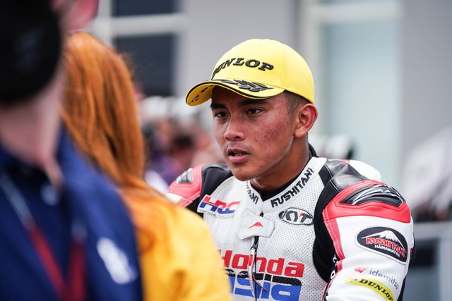 Mario Aji di Sirkuit Mandalika pada Sabtu (19/3/2022). Foto: Dok Honda Team Asia