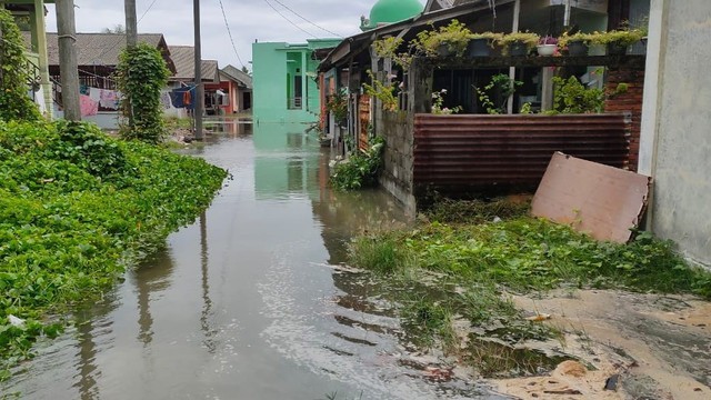 Banjir rob melanda kawasan pesisir di Kabupaten Aceh Barat, tepatnya di Gampong Pasir, Kecamatan Johan Pahlawan, pada Kamis (5/5/2022). Foto: Dok. acehkini