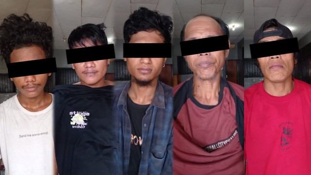 Lima terduga pelaku narkotika jenis sabu-sabu diamankan petugas Satresnarkoba Polres Palu. Foto: Istimewa