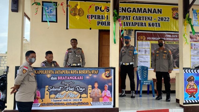 Pos pengamanan Operasi Cartensz Polresta Jayapura Kota. (Foto: Humas Polresta Jayapura Kota)