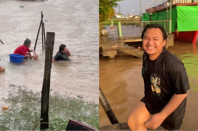 Momen Keanu Agl mandi di Sungai Kapuas. Foto: Tangkapan Layar Instagram @keanuagl