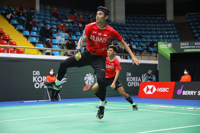 Bagas Maulana/Muhammad Shohibul Fikri (Bagas/Fikri) di Korea Open 2022. Foto: Dok PBSI