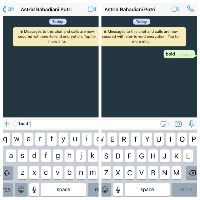 Cara Ubah Font WhatsApp. Foto: Screenshot WhatsApp.