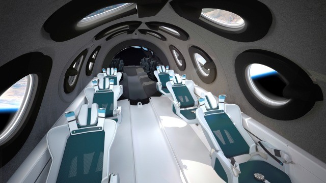 Suasana di dalam SpaceshipTwo milik Virgin Galactic. Foto: Virgin Galactic via AP Photo