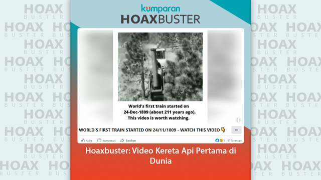 Hoaxbuster: Video Kereta Api Pertama di Dunia. Foto: Facebook