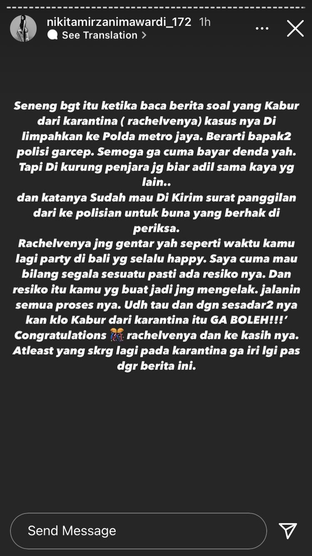Rachel Vennya Bakal Diperiksa Polisi, Nikita Mirzani: Semoga Dikurung Penjara (53760)