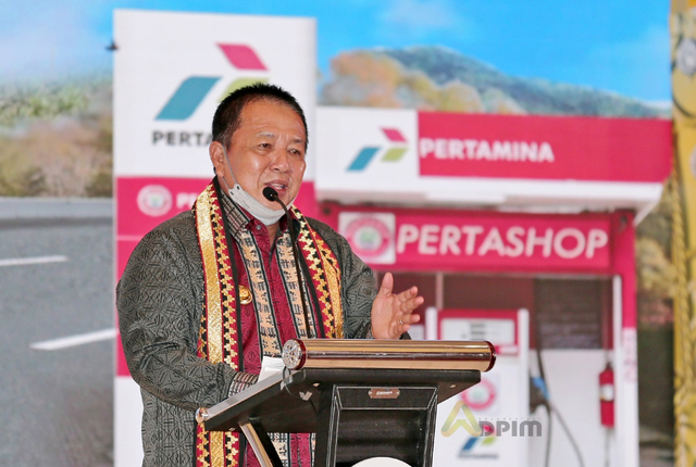 Gubernur Lampung Arinal Djunaidi saat memaparkan percepatan pemulihan ekonomi desa melalui sinergi dengan BUMN dan BUMDes di hadapan Menteri BUMN, Sabtu (16/10) | Foto : Ist