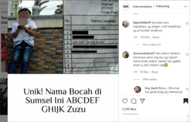 Viral Bocah di Sumsel Bernama ABCDEF GHIJK Zuzu, Panggilannya Unik (163485)