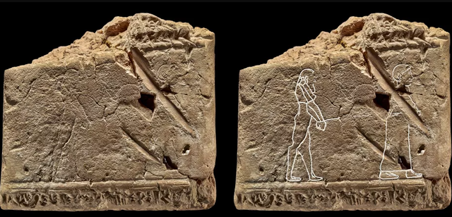 Gambar hantu di atas lempengan tanah liat dengan dan tanpa garis luar yang dilapiskan. Foto: British Museum