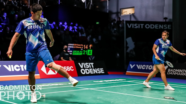 Ganda campuran Indonesia Praveen Jordan dan Melati Daeva pada pertandingan Denmark Open di Odense Park, Denmark. Foto: Yves Lacroix/Badmintonphoto/BWF
