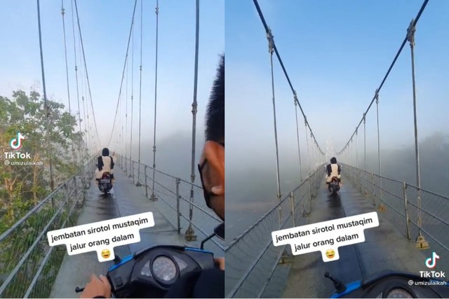 Jembatan yang disebut-sebut sebagai jembatan 'Shiratal Mustaqim'. Foto: Tangkapan Layar TikTok @umizulaikah