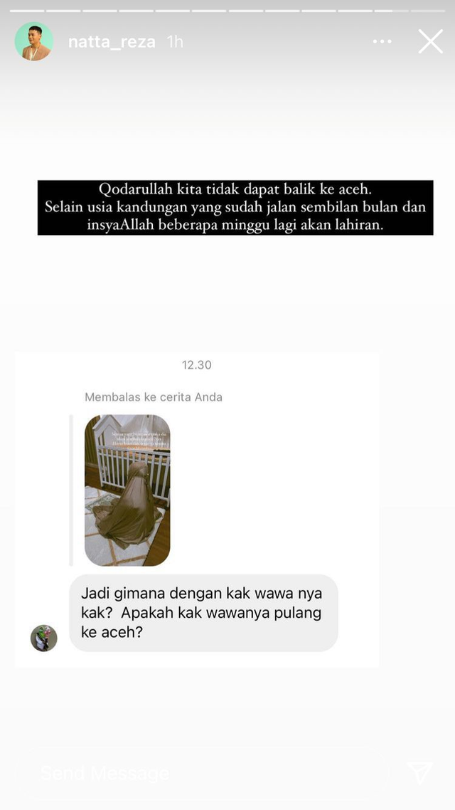 Unggahan Instagram Story Natta Reza. Foto: Instagram/natta_reza