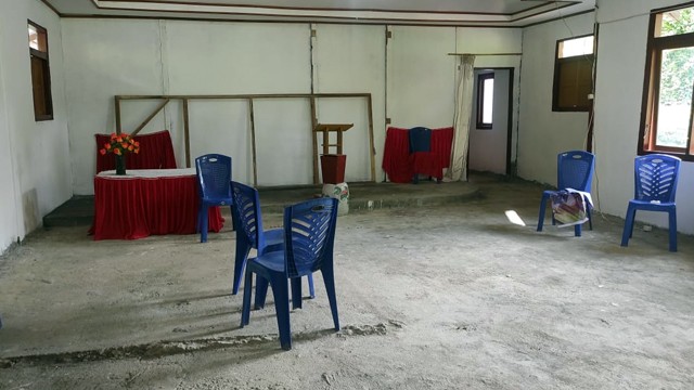 Kondisi rumah ibadah Jemaat Advent di Desa Tumaluntung, Kecamatan Tareran, Kabupaten Minahasa Selatan, yang sempat dirusak oleh oknum perangkat desa