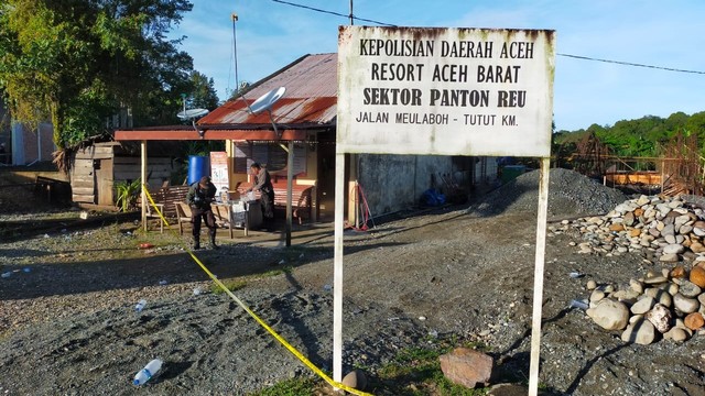 Pos Polisi yang ditembaki OTK di Aceh Barat. Foto: Dok. Polda Aceh