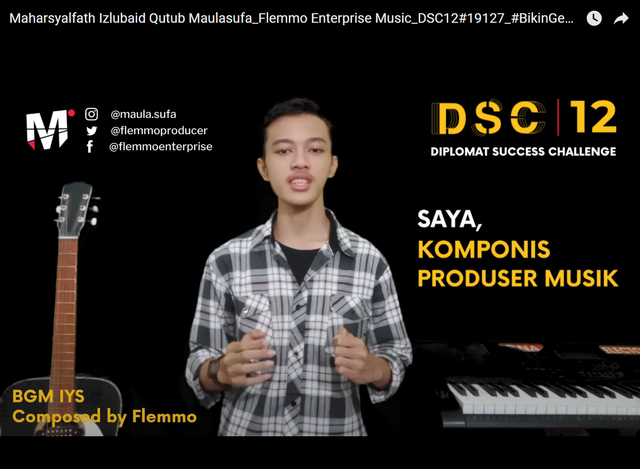 Vlog Picth Bisnis Alfath Flemmo, DSC12 Diplomat Soccess Challenge 2021: Alfath Flemmo Maulasufa, Komponis dan Produser Musik, Founder dan CEO Flemmo Enterprise Music: Karya Flemmo Music, orisinil, unik, detail (dok.pribadi)