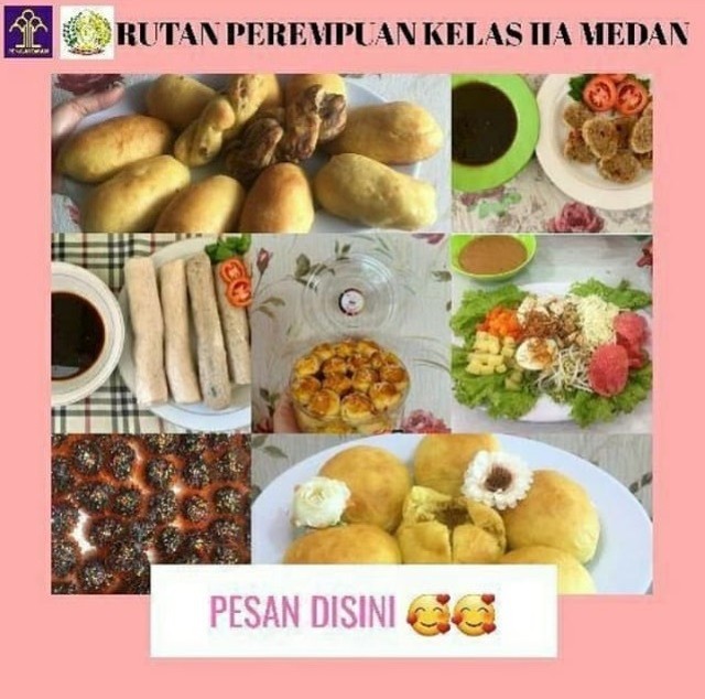 Aneka kue kering, kue basah dan makanan hasil karya warga binaan Rutan Perempuan Kelas IIA Medan, foto : IG @bimker.ruperdan