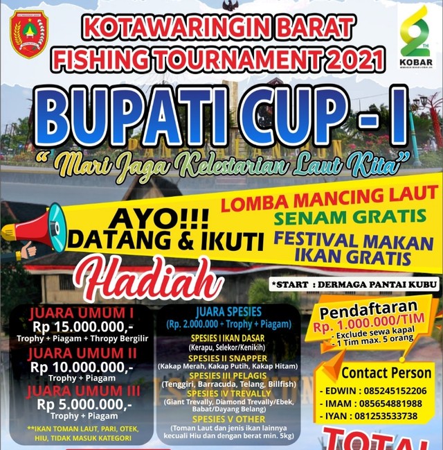 Flyer lomba mancing Bupati Cup Kobar. Foto: IST/InfoPBUN