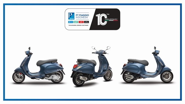 PT Piaggio Indonesia rayakan ulang tahunnya dengan meluncurkan 10th Anniversary Vespa 150 Sprint i-get ABS Foto: dok. Piaggio Indonesia