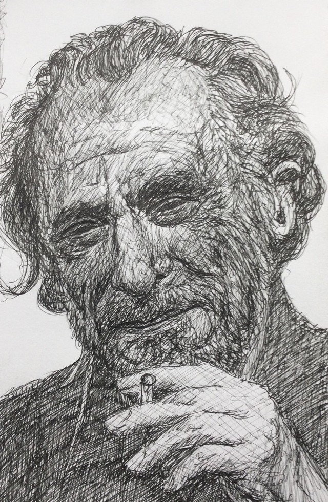 Charles Bukowski Ink Drawing Potrait Flickr.com