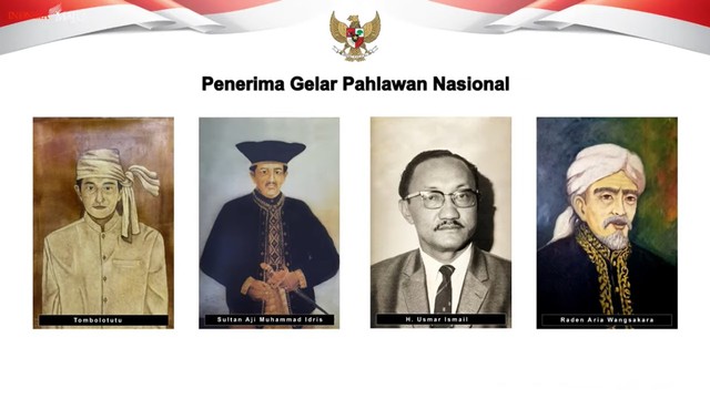 Empat tokoh yang dianugerahi pahlawan nasional 2021 oleh Presiden Jokowi. Foto: Youtube/Sekretariat Presiden