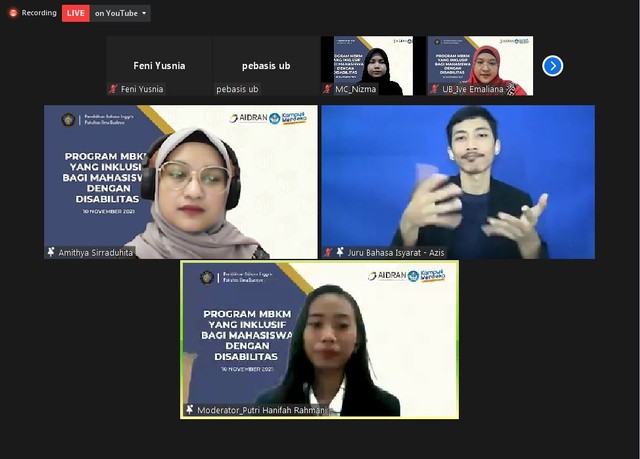 Anggota Komisi D DPRD Kota Malang, Amithya Ratnanggani SS dalam paparannya berjudul 'Peran Kebijakan pemerintah Nasional dan Lokal dalam Pemenuhan Hak Pendidikan' / Foto : tangkapan layar