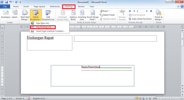 create mailing list in word 2010