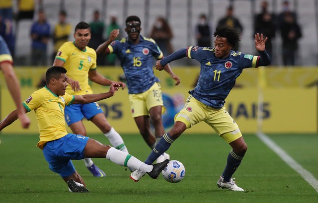 Brasil vs Kolombia di ajang Pra Piala Dunia 2022. Foto: Amanda Perobelli/REUTERS