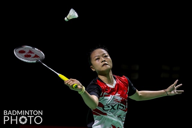 Tunggal putri Indonesia Fitriani pada Indonesia Masters 2021 di Bali International Convention Center, Bali, Selasa (16/11). Foto: Raphael Sachetat/Badmintonphoto/BWF