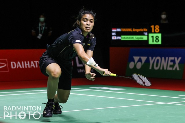 Tunggal putri Indonesia Gregoria Mariska Tunjung pada Indonesia Masters 2021 di Bali International Convention Center, Bali. Foto: Erika Sawauchi/Badmintonphoto/BWF