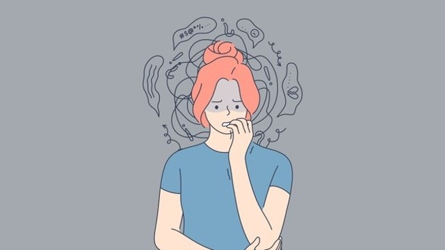 Ilustrasi anxiety disorder. Sumber: https://www.freepik.com/premium-vector/emotion-face-expression-frustration-panic-attack-mental-stress-anxiety-concept_10639594.htm#page=1&query=anxiety&position=32&from_view=search