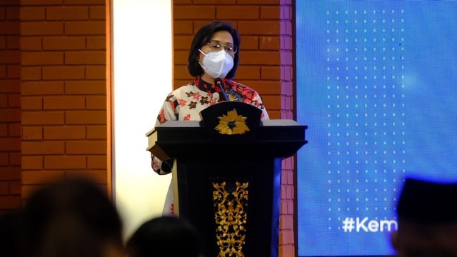 Menteri Keuangan Sri Mulyani Indrawati dalam sosialisasi UU HPP. Foto: Dok. Ditjen Pajak