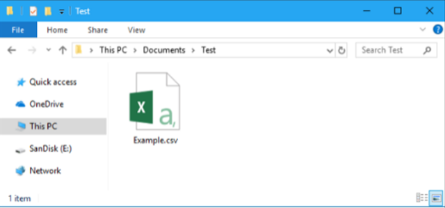 Step 1 of changing CSV file extension - find CSV file